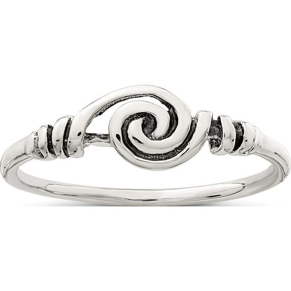 Sterling Silver Antiqued Swirl Ring (Size 8) Made In Thailand qr927-8