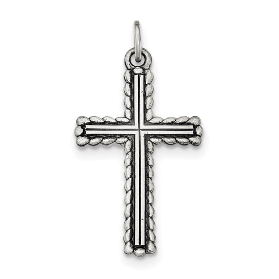 Sterling Silver Antiqued, Textured And Brushed Latin Cross Pendant Made In United States qc8263