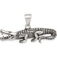 thumbnail image 1 of Sterling Silver Antiqued Textured Crocodile Pendant Polished Open back Sculptural Luxe Feminine Ideal for collectors and jewelry lovers, 1 of 4
