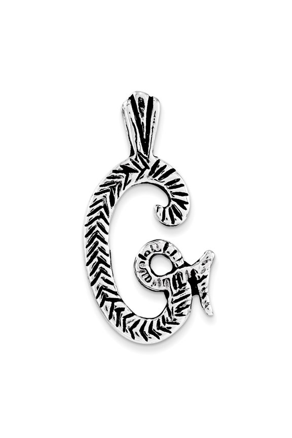 Sterling Silver Antiqued & Textured Letter G Chain Slide
