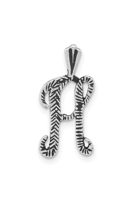 Sterling Silver Antiqued & Textured Letter H Chain Slide