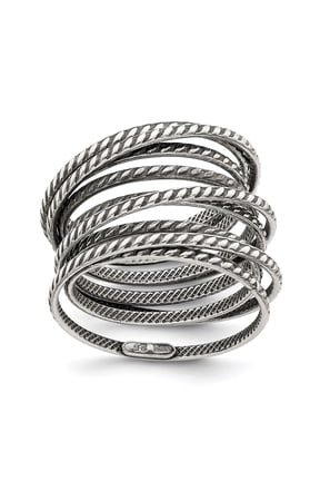 Sterling Silver Antiqued Textured One Piece Spring Ring