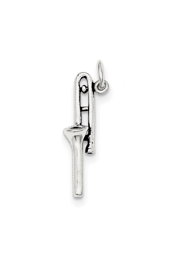 Sterling Silver Antiqued Trombone Charm