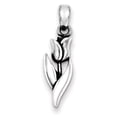 thumbnail image 1 of 925 Sterling Silver Solid Polished Oxidized Antiqued Tulip Pendant Necklace 28x8mm Wide Pendant for Women, 1 of 4
