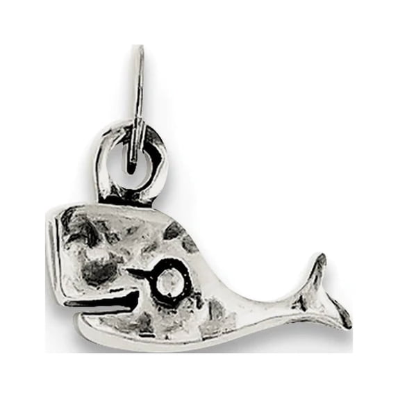 925 Sterling Silver Solid Polished Oxidized Antiqued Whale Charm 9x12mm Wide Pendant Necklace for Women