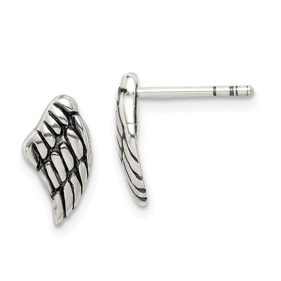 Sterling Silver Antiqued Wing Post Earrings Sterling Silver Earrings