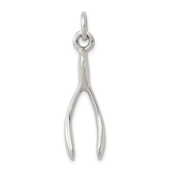 Sterling Silver Antiqued Wish Bone Charm Pendant