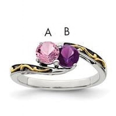 Sterling Silver Antiqued w/14k 2-stone Mother's Ring Mounting Q-QMR15/2-9