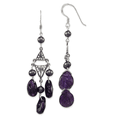 thumbnail image 1 of Sterling Silver Antiuqed Amethyst / Peacock Freshwater Cultured Pearl Earrings Sterling Silver Earrings, 1 of 1