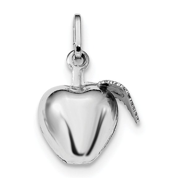 Sterling Silver Apple Shaped Pendant Necklace with Leaf Detail, Wellness and Knowledge Symbol for Women or Unisex, Elegant Meaningful Everyday Jewelry