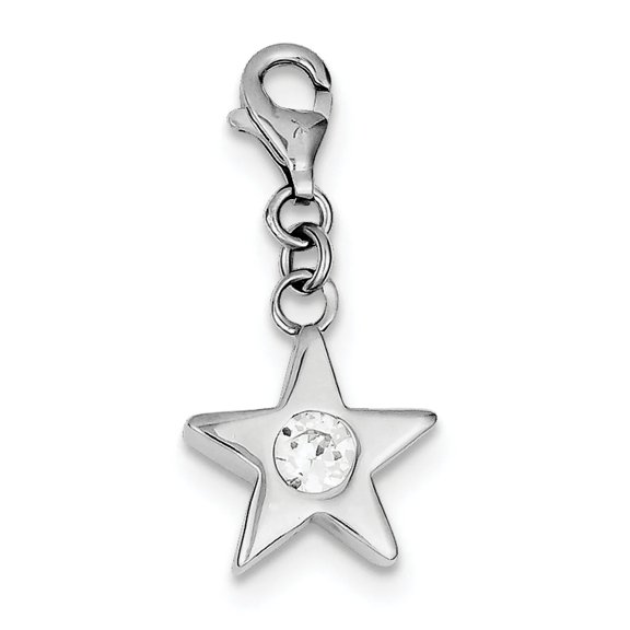 Sterling Silver April C.Z Birthstone Star Charm