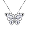 thumbnail image 1 of Juwaliy April Birthstone Butterfly Necklaces 925 Sterling Silver Pendant White CZ Jewelry Women Wife Christmas Valentines Mother's Day Gifts, 1 of 8