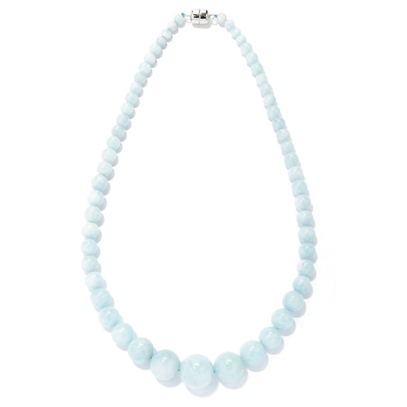 Sterling Silver Aquamarine Bead Graduated Necklace