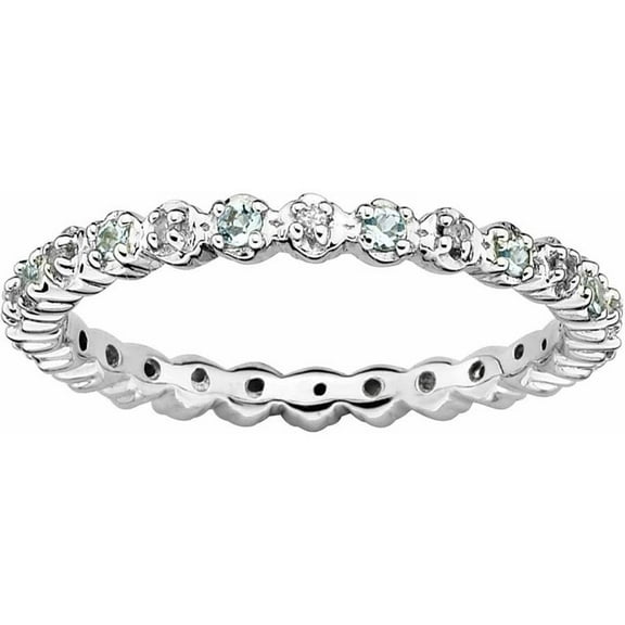 Sterling Silver Aquamarine & Diamond Ring