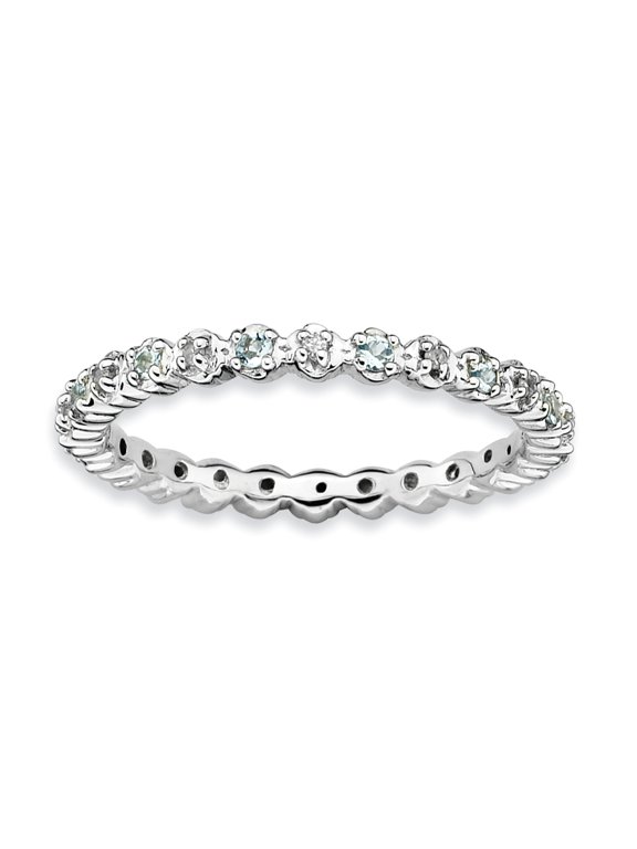 Sterling Silver Aquamarine & Diamond Ring