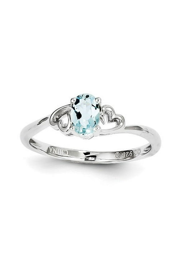 925 Sterling Silver Polished Aquamarine Ring Size 7 - .43 cwt - Jewelry Gift for Mom