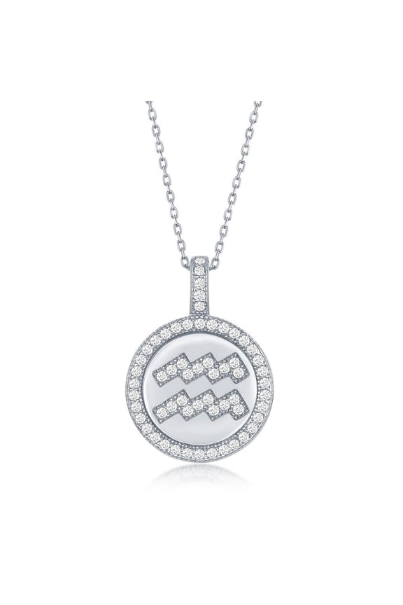 Sterling Silver "Aquarius" Zodiac Pendant Necklace
