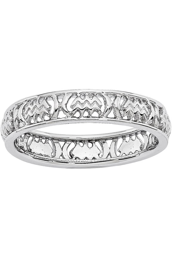 Sterling Silver Aquarius Zodiac Ring