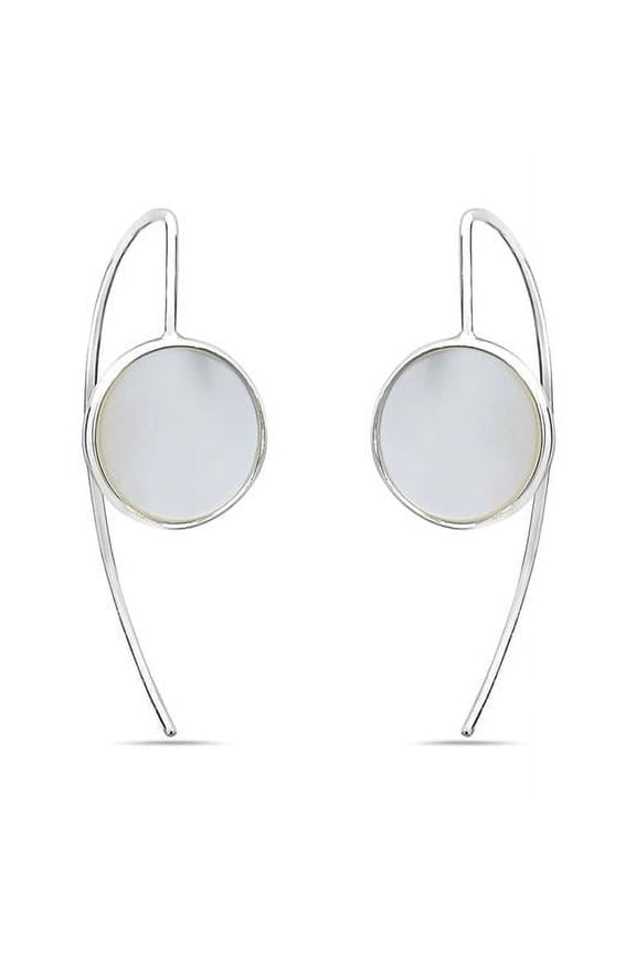 Sterling Silver Arch Earring with Round Mother of Pearl Drop