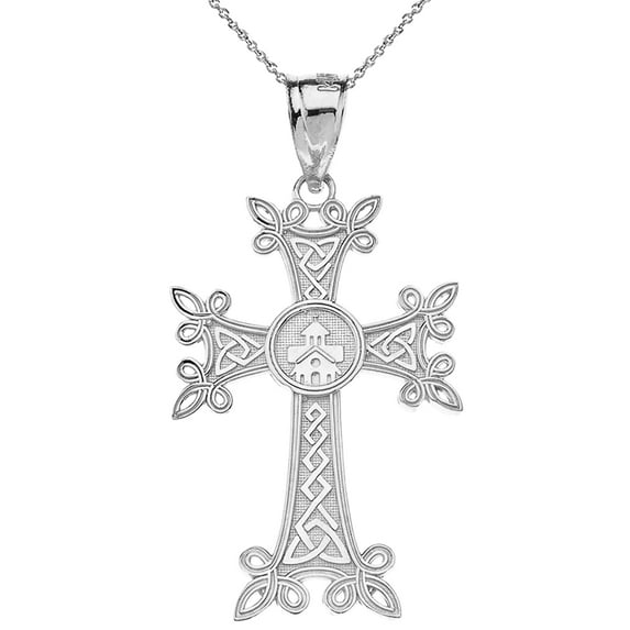 Sterling Silver Armenian Apostolic Trinity Knot Cross Pendant Necklace : Pendant only
