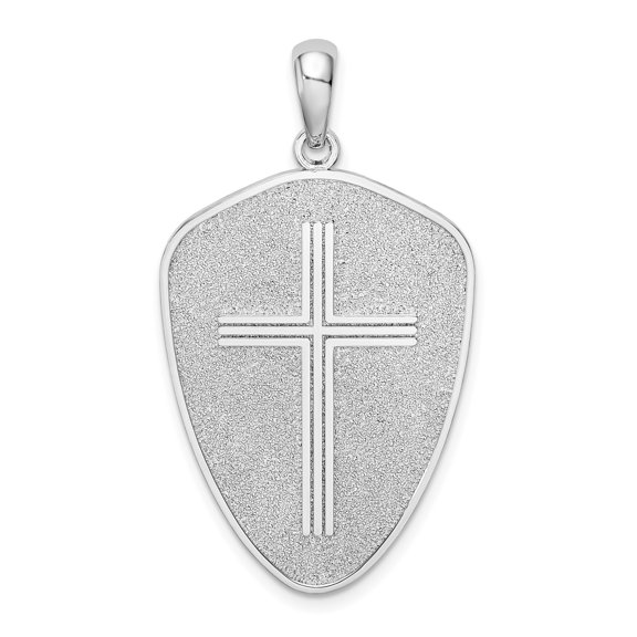 Sterling Silver Armor Cross Pendant for Men and Women with Shield Design Christian Scripture Verse Religious Spiritual Necklace Faith Symbol Jewelry