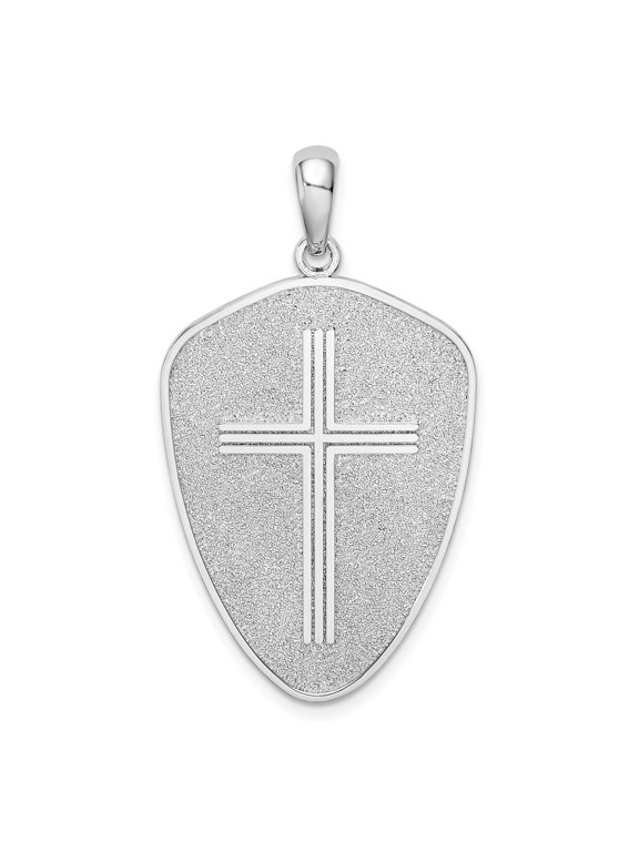 Sterling Silver Armor Cross Pendant for Men and Women with Shield Design Christian Scripture Verse Religious Spiritual Necklace Faith Symbol Jewelry