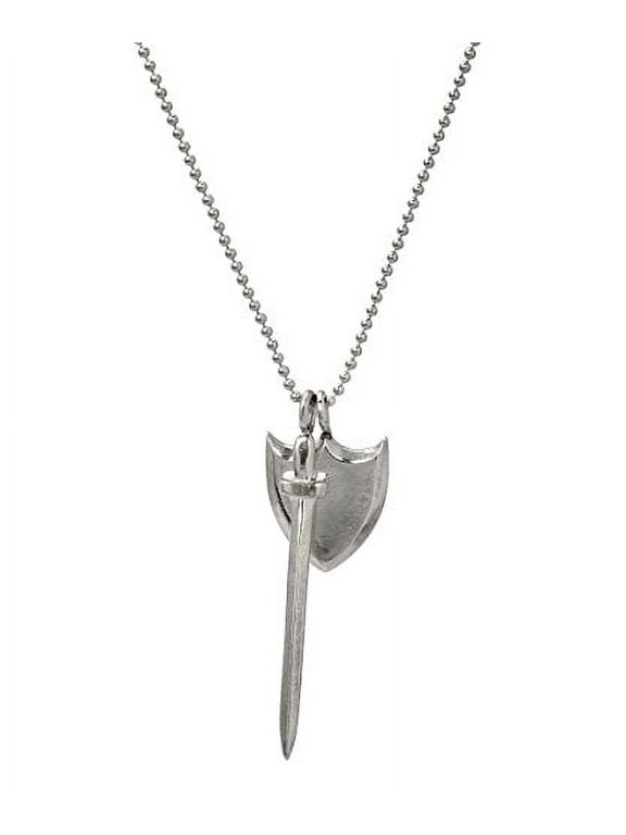 Sterling Silver Armor of God and Sword Pendant Necklace, 18