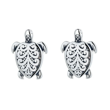 Amy and Annette Sterling Silver Artisan Turtle Earrings