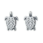 Amy and Annette Sterling Silver Artisan Turtle Earrings