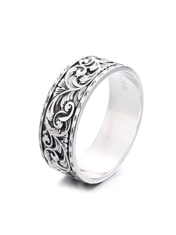 Sterling Silver Artisan Wild Floral Band Ring