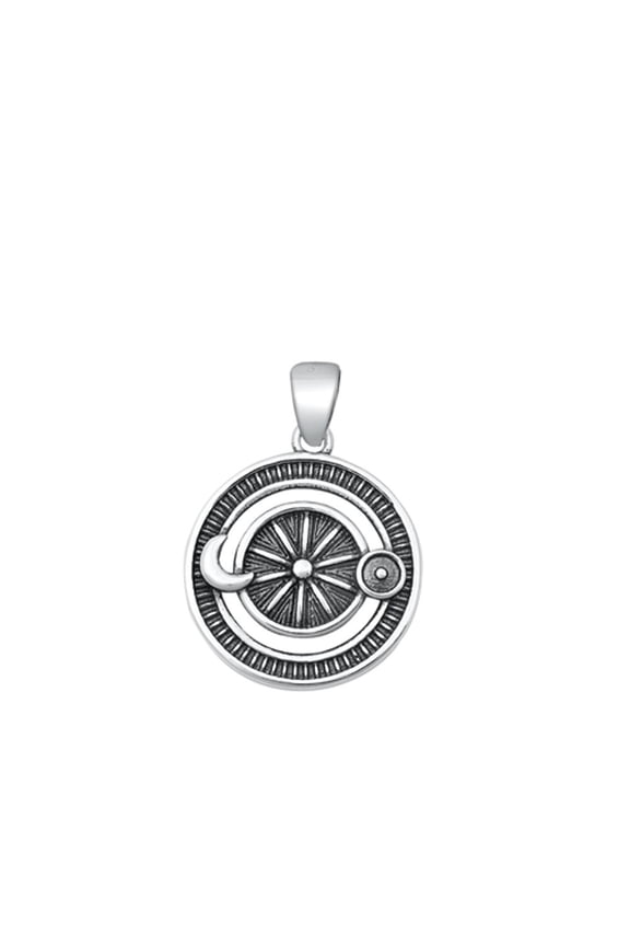 Sterling Silver Astrology Wheel Pendant Moon Sun Medallion Charm 925 New Jewelry Female Unisex