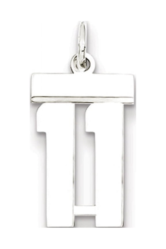 Sterling Silver, Athletic Collection, Small Polished Number 11 Pendant