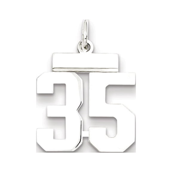 Sterling Silver, Athletic Collection, Small Polished Number 35 Pendant