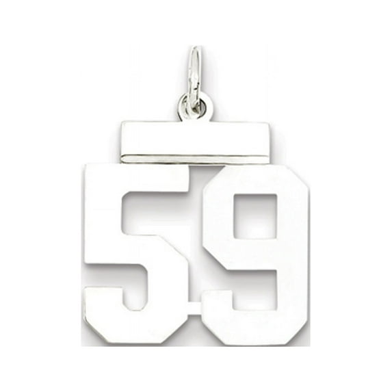 Sterling Silver, Athletic Collection, Small Polished Number 59 Pendant