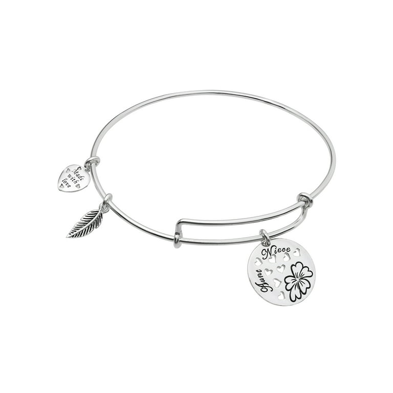 Sterling Silver Aunt Niece Heart Charm - Split Family Pendant For Bracelets