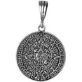 thumbnail image 1 of Sterling Silver Aztec Calendar Charm Pendant Necklace Antique Finish with 24 Inch Figaro Chain, 1 of 3