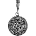 thumbnail image 1 of Sterling Silver Aztec Calendar Charm Pendant Necklace Antique Finish with 24 Inch Figaro Chain, 1 of 2