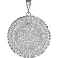 thumbnail image 1 of Sterling Silver Aztec Calendar Mayan Sun Charm Pendant Necklace with Diamond Cut Finish and 24 Inch Figaro Chain, 1 of 3