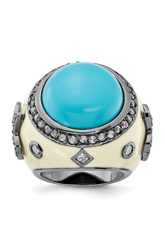 Finest Gold Sterling Silver BP YTU CZ Ring - Size 8