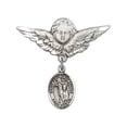 thumbnail image 1 of Sterling Silver Baby Badge with St. Paul of the Cross Charm and Angel w/Wings Badge Pin 1 1/8 X 1 1/8 inches, 1 of 1