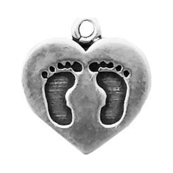 Sterling Silver Baby Feet Footprints in Heart Charm Item #4629 …