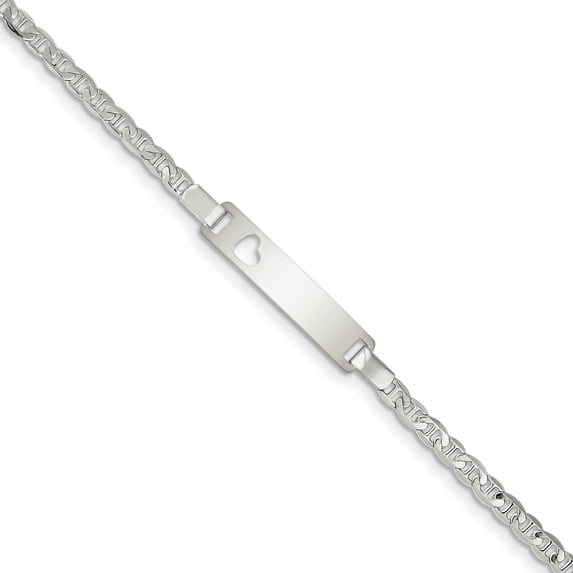 Sterling Silver Baby ID with Cut-out Heart Bracelet