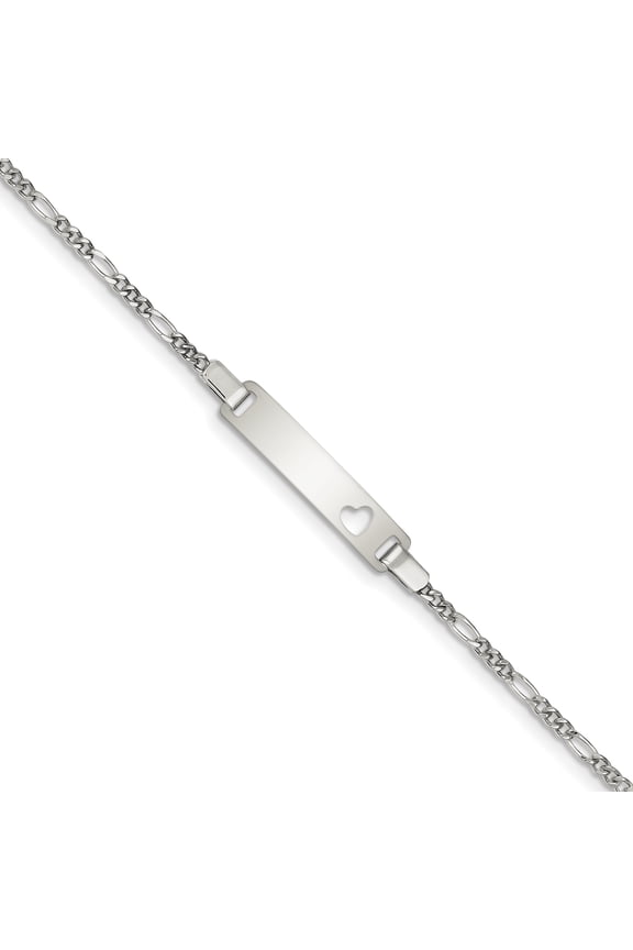 925 Sterling Silver Polished Teen ID Cut out Love Heart Bracelet 5.5 Inch Spring-Ring 6mm Wide Identification-Bracelet