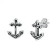 thumbnail image 1 of Sterling Silver Bali Anchor Oxidized Detail Granulated Line Nautical Earrings Jewelry Female Unisex, 1 of 3
