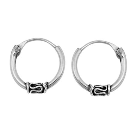 Sterling Silver Bali Style Hoop Boho Wave Statement Earrings 925 New Jewelry Female Unisex