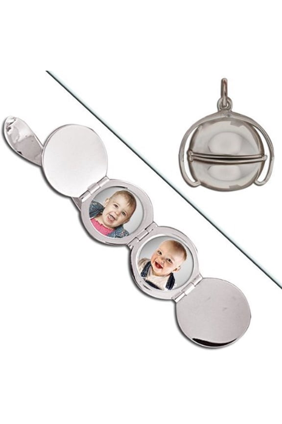 Sterling Silver Ball Four Photo Locket - 3/4 Inch X 3/4 Inch X 3/4 Inch Inch Sterling Silver