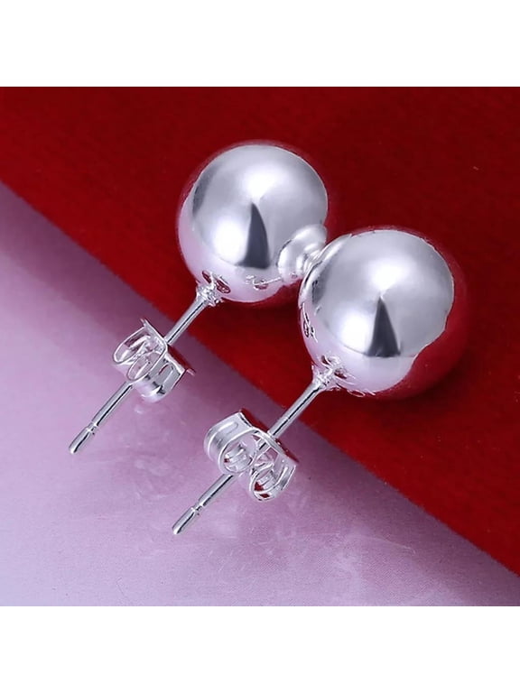 Sterling Silver Ball Stud 10Mm Earrings L27