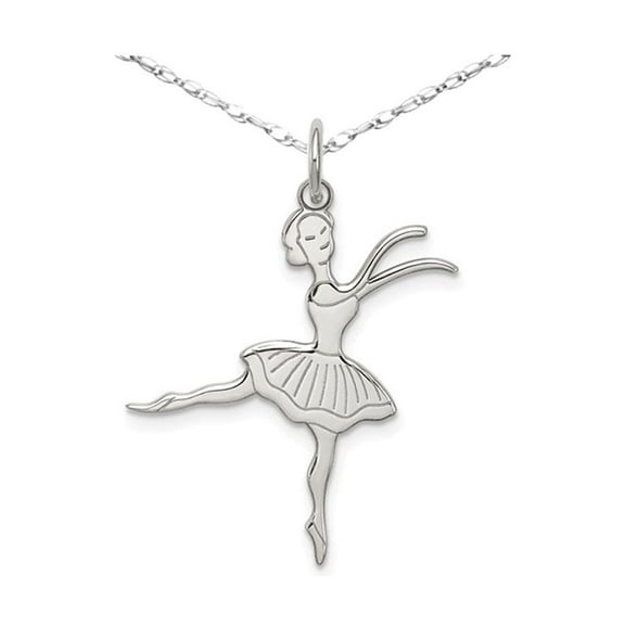 925 Sterling Silver Solid Polished Laser Etched Ballerina Charm 27x23mm Wide Pendant Necklace for Women