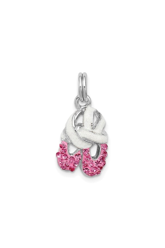 Sterling Silver Ballet Slipper Pendant with Pink Crystals for Women, Dance Charm Necklace Symbolizing Grace and Passion, Ballerina Jewelry Accessory