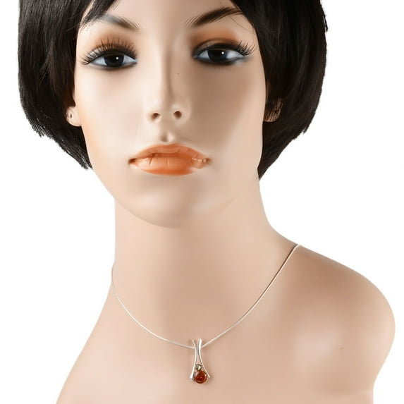 Sterling Silver Baltic Honey and Green Baltic Amber Necklace "Beatrix"